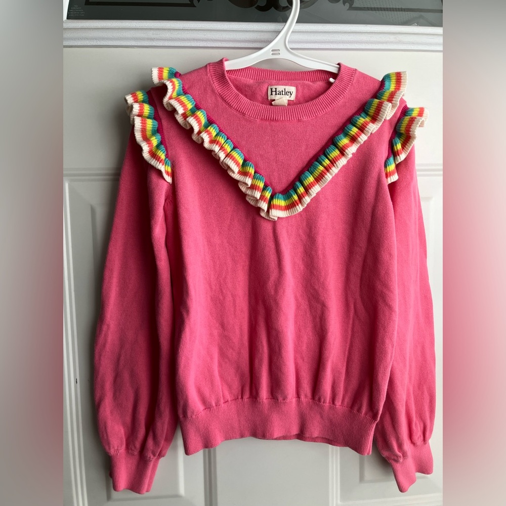 Hatley pink knit rainbow ruffles size 10